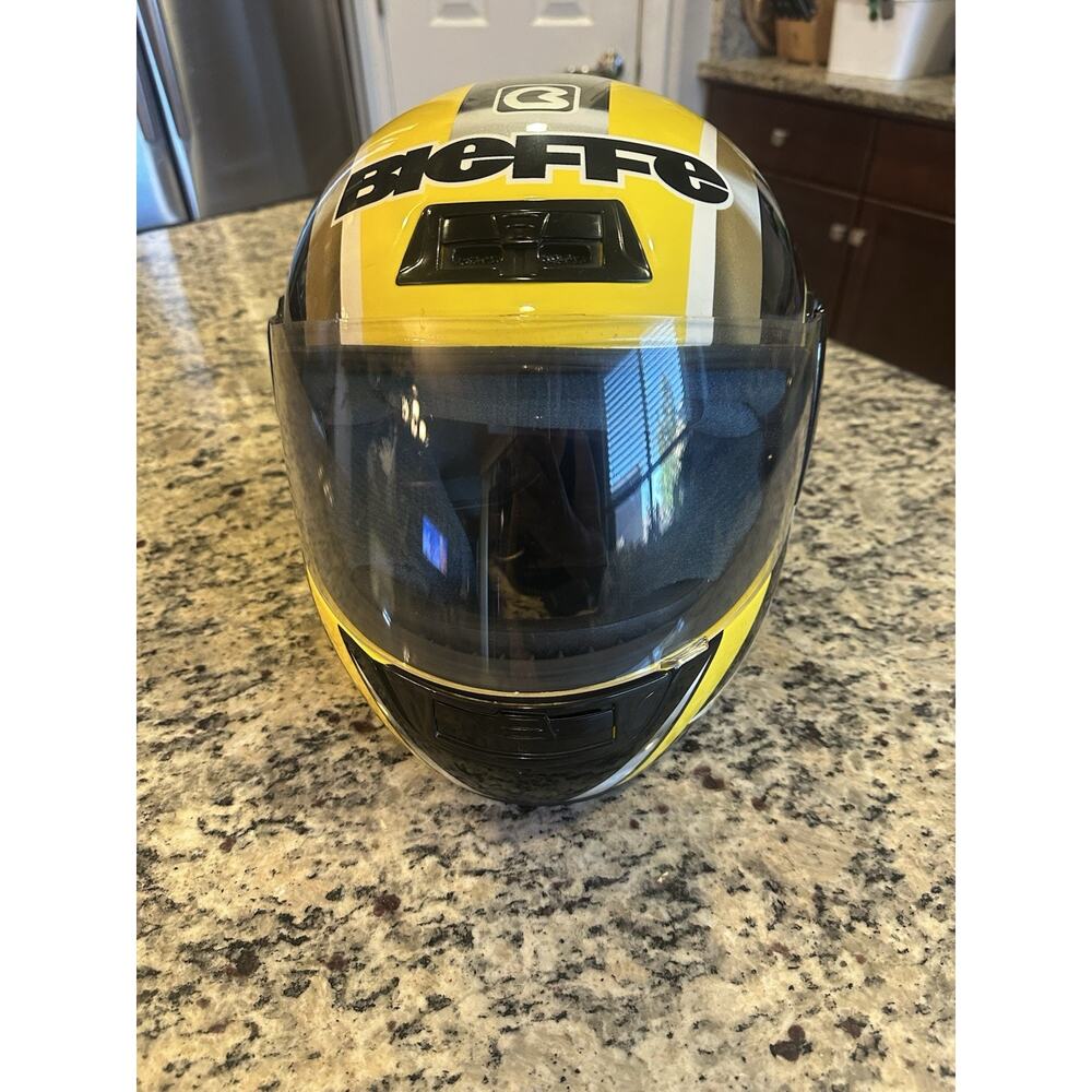 Bieffe Motorcycle Helmet Size XS 54 Yellow, Black Excellent Condition